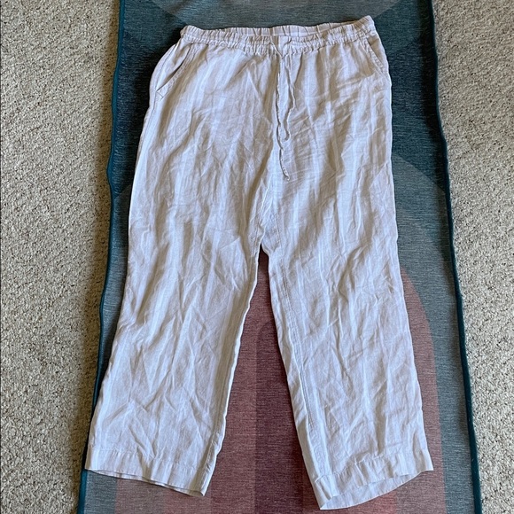 Charter Club Linen Luxury Cream Beachy Coastal Pants - Picture 6 of 9